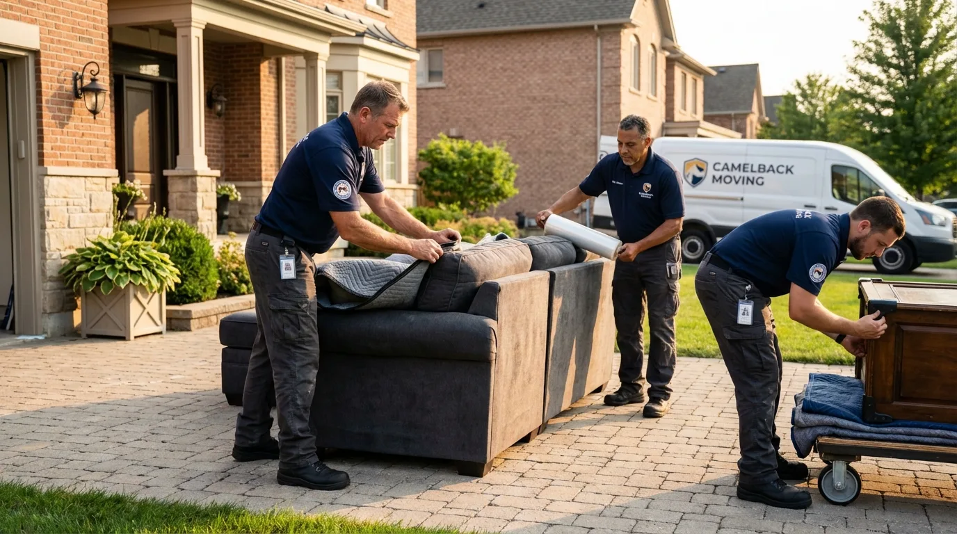 Large estate moving crew wrapping furniture in Memphis, TX
